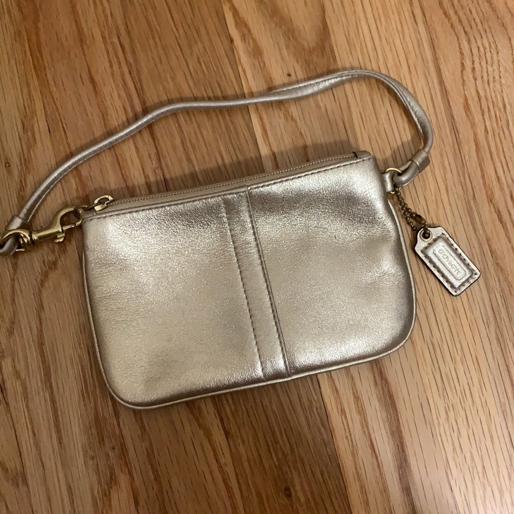 Gold Coach wristlet pouch
